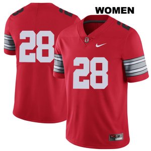 Women's NCAA Ohio State Buckeyes Alex Badine #28 College Stitched 2018 Spring Game No Name Authentic Nike Red Football Jersey TU20I25DK